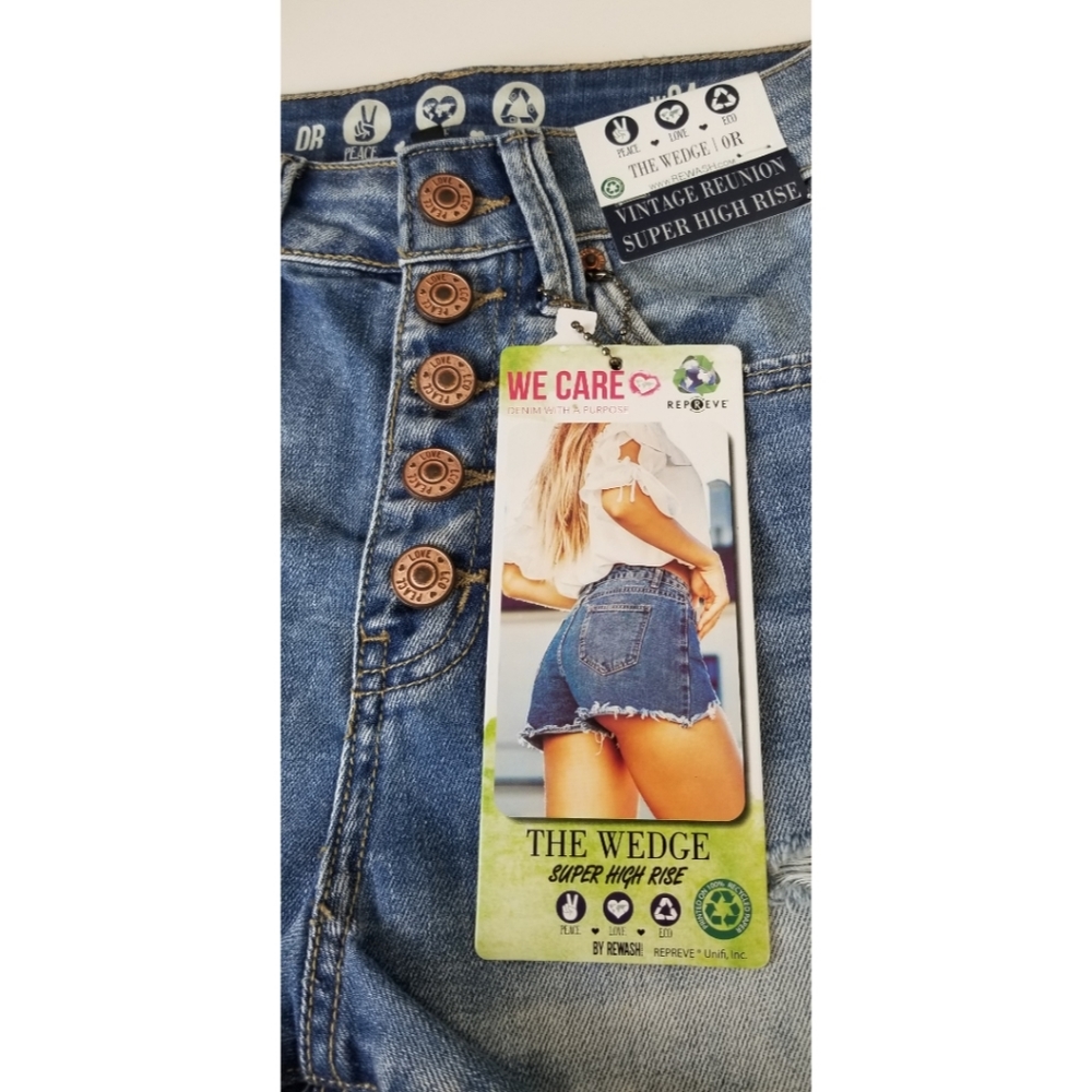 Rewash Super High Rise Jeans Shorts,  OR W24, NWT - Picture 4 of 10
